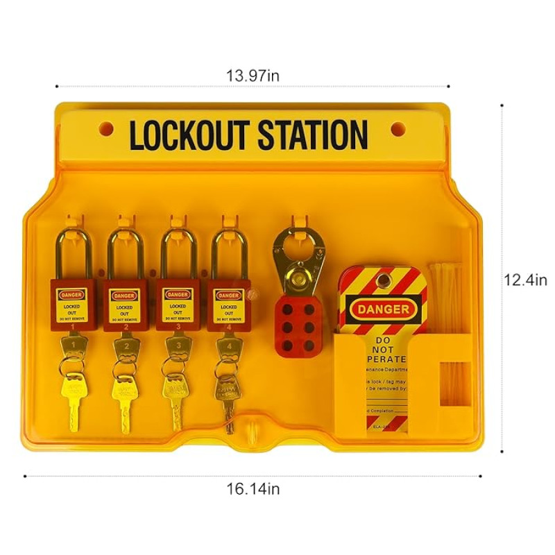 Lockout Tagout Kits,Electrical Security 27Pack Lock Kit,Lockout Station With Devices Locks,Keyed Padlock Hasp,Zip Ties Lockout Tagout Safety Tool