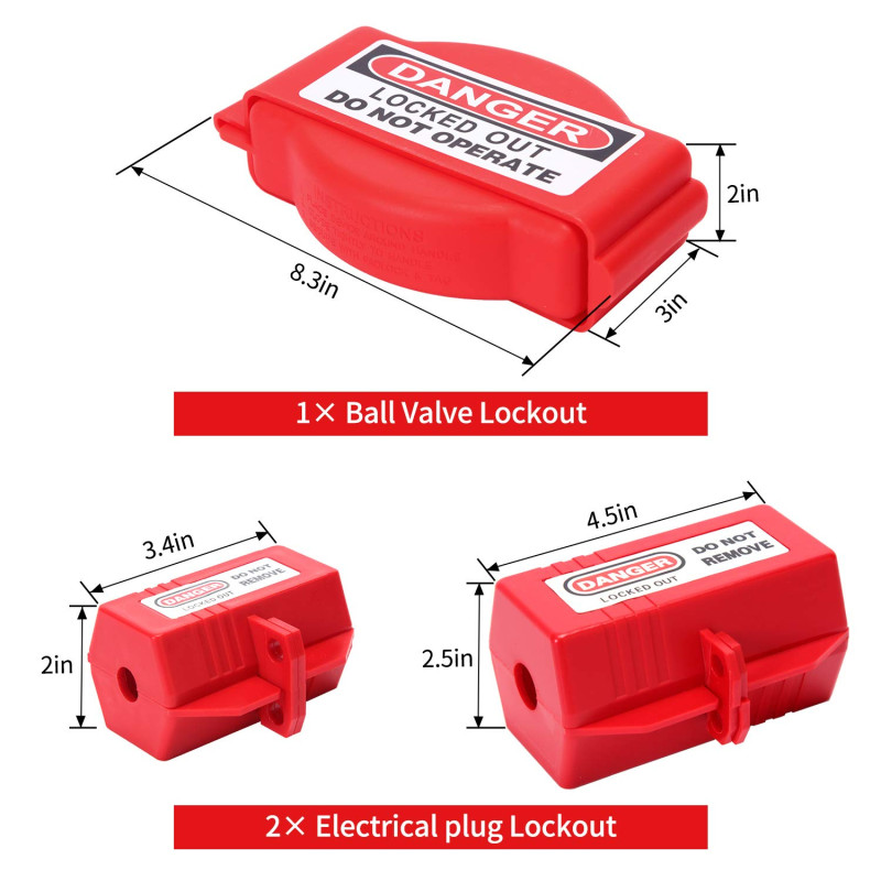 Lockout Tagout Kit - Lockout Set Safety Padlocks Lockout Hasp Breaker Lockout Ball Valve Lockout Steel Cable Lockout Plug