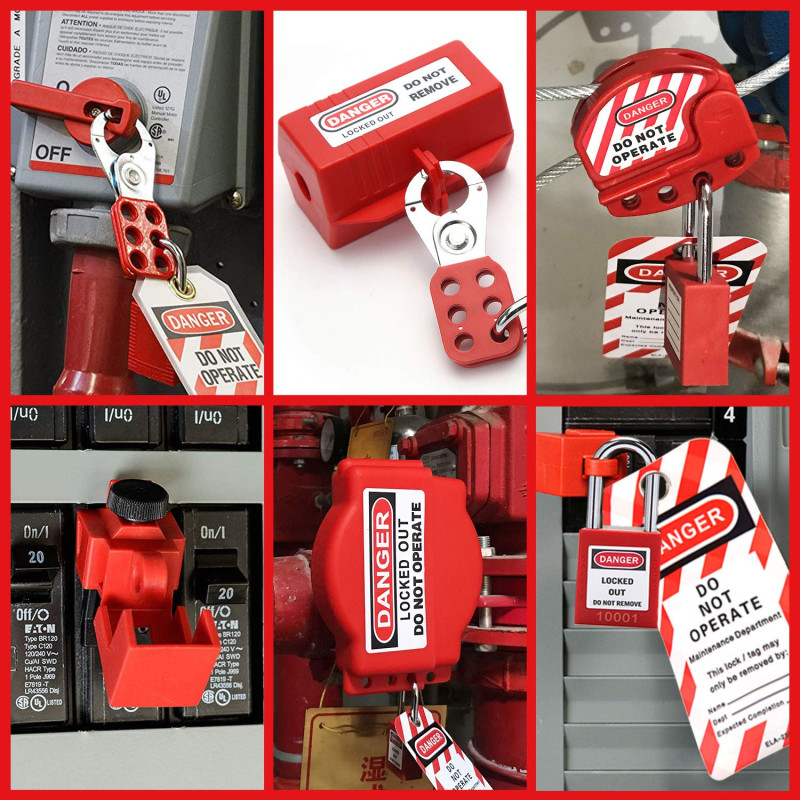 Lockout Tagout Kit - Lockout Set Safety Padlocks Lockout Hasp Breaker Lockout Ball Valve Lockout Steel Cable Lockout Plug