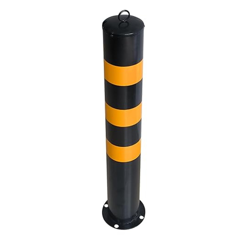 Safety Bollard Post Pipe Cover Parking Barrier Block for Garage Lot with 4 Mount Holes & Bolts, Steel, Black,0.8mm 114mm*75cm