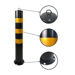 Safety Bollard Post Pipe Cover Parking Barrier Block for Garage Lot with 4 Mount Holes & Bolts, Steel, Black,0.8mm 114mm*75cm