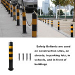 Safety Bollard Post Pipe Cover Parking Barrier Block for Garage Lot with 4 Mount Holes & Bolts, Steel, Black,0.8mm 114mm*75cm