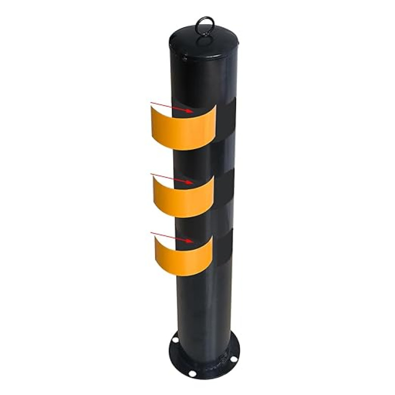 Safety Bollard Post Pipe Cover Parking Barrier Block for Garage Lot with 4 Mount Holes & Bolts, Steel, Black,0.8mm 114mm*75cm