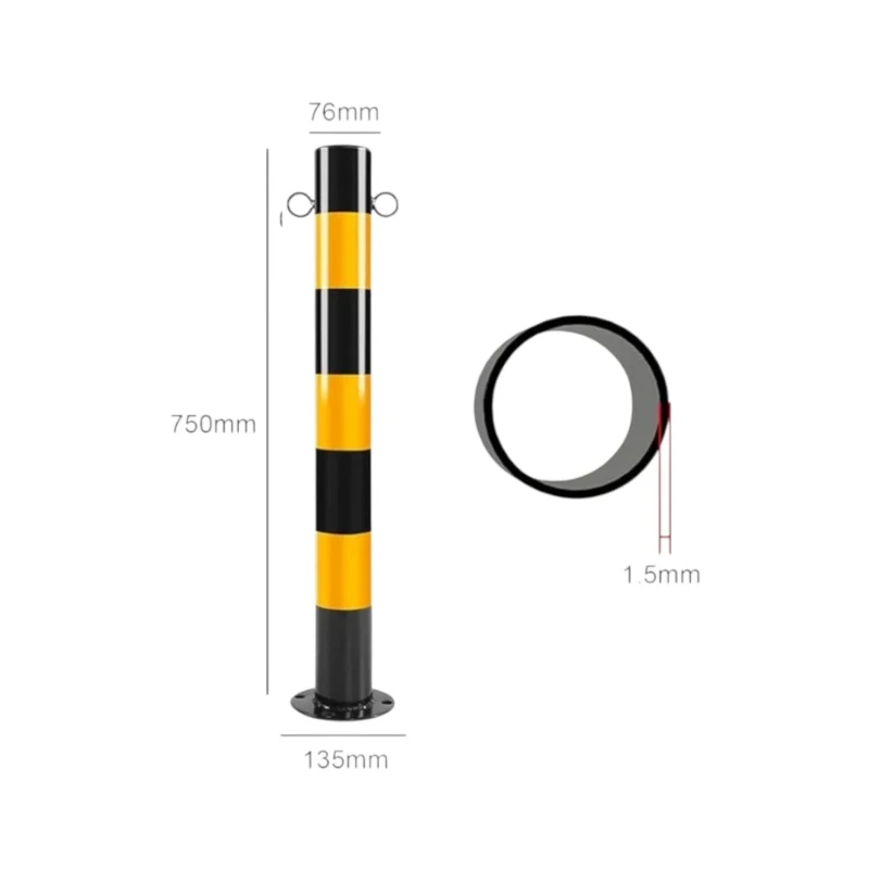 Parking Barrier Safety Barrier 750mm Traffic Reflective Column Steel Pipe Driveway Bollard Post Pole for Commercial or Private Use